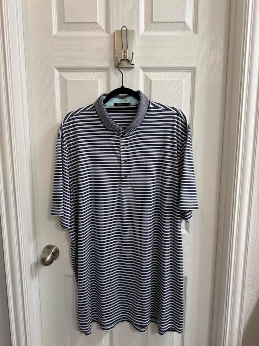 Greyson Clothiers Navy & White Striped Polo Shirt